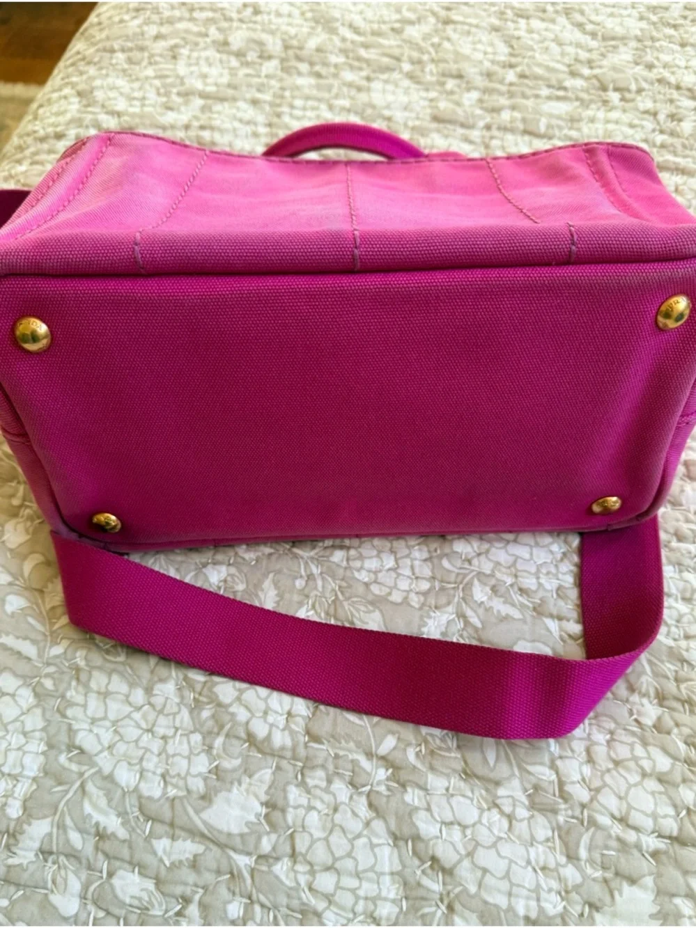Prada Hot Pink Canvas Crossbody with Gold Hardware - Picture 10 of 10